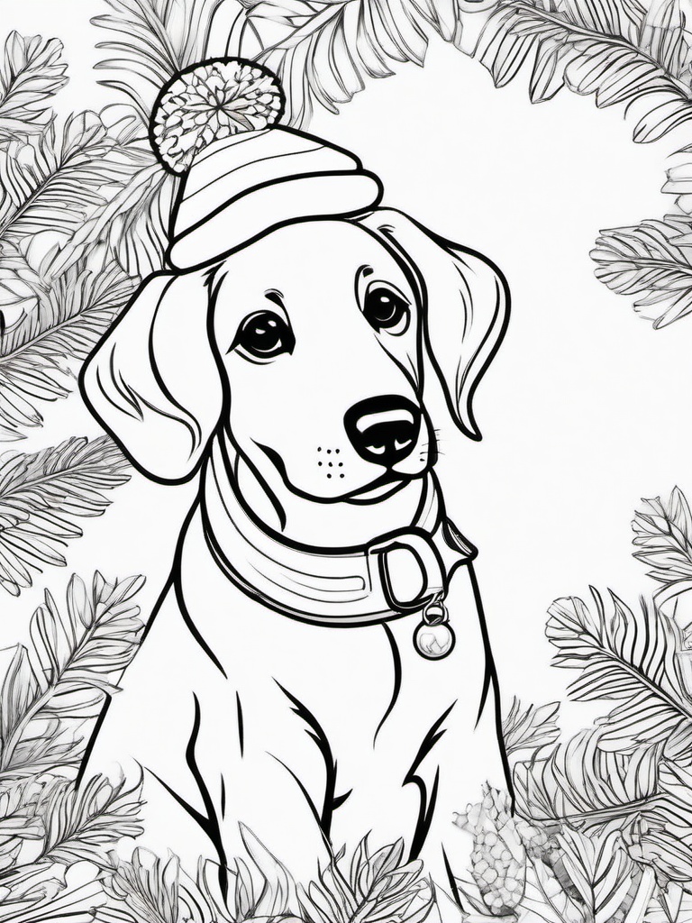 Christmas Dog Coloring Sheet  outling,coloring pages,black and whit