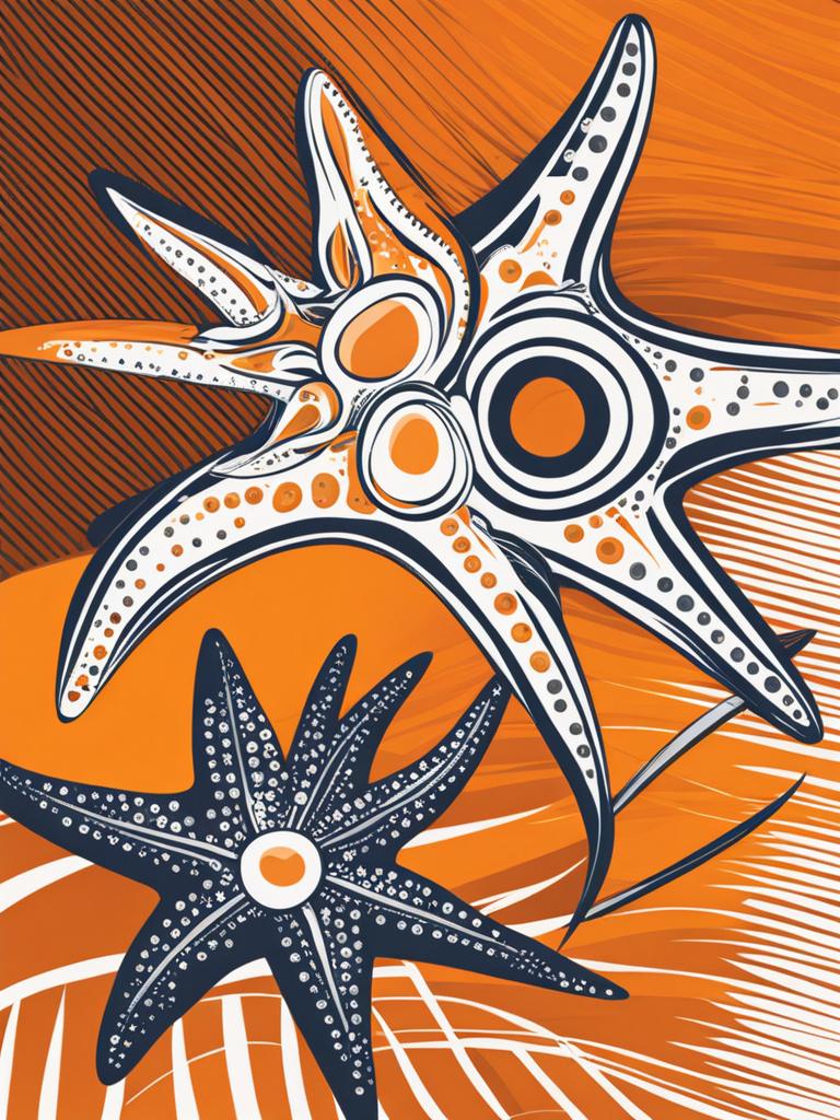 starfish clipart - a spiky, orange starfish. 