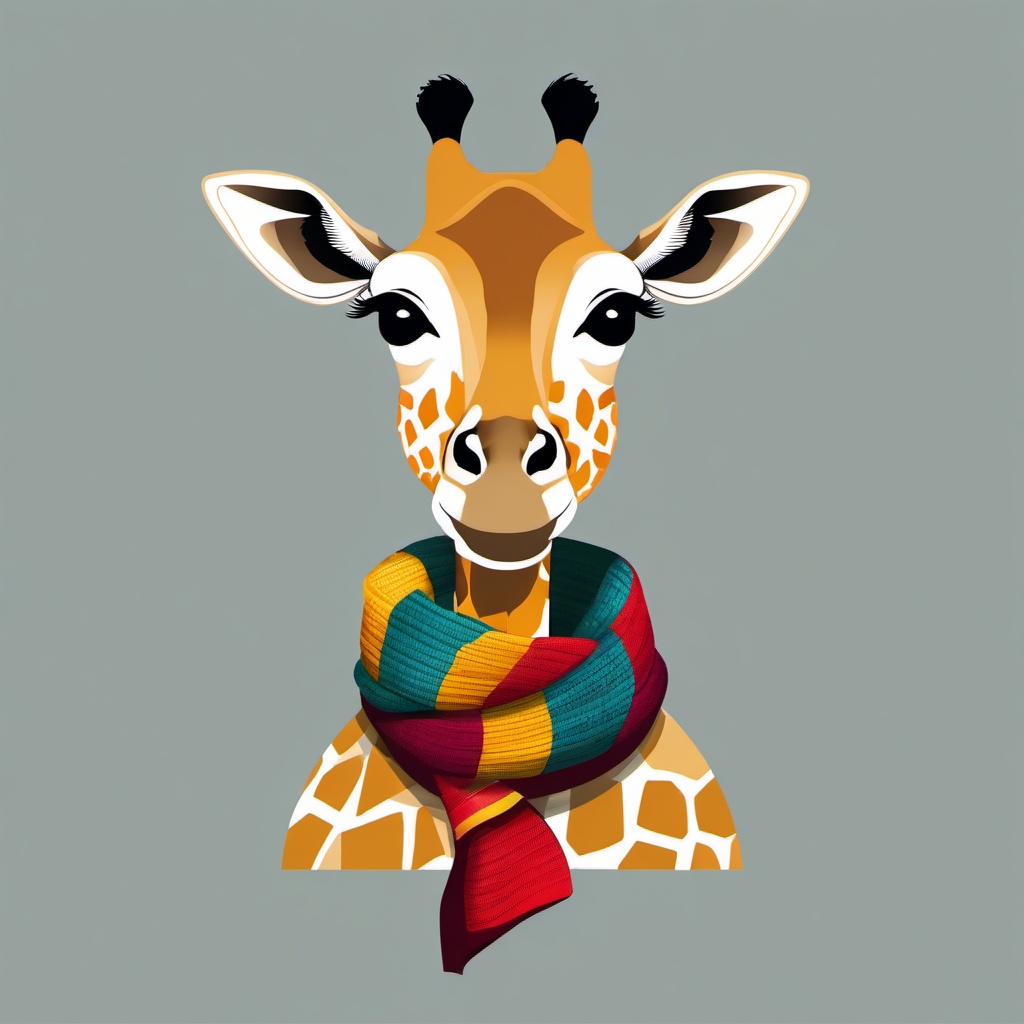 Giraffe clipart - giraffe with a colorful scarf  