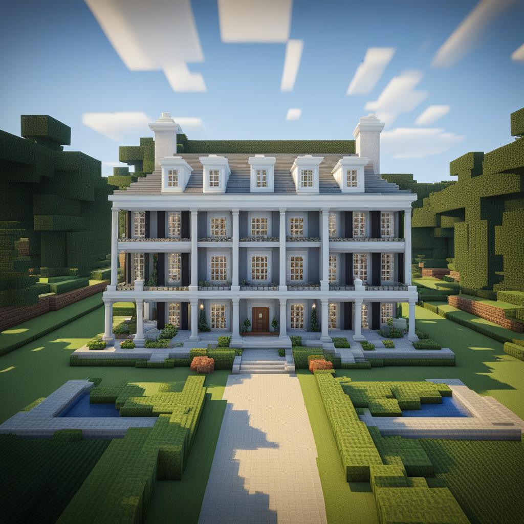 colonial plantation house with sprawling gardens - minecraft house design ideas minecraft block style