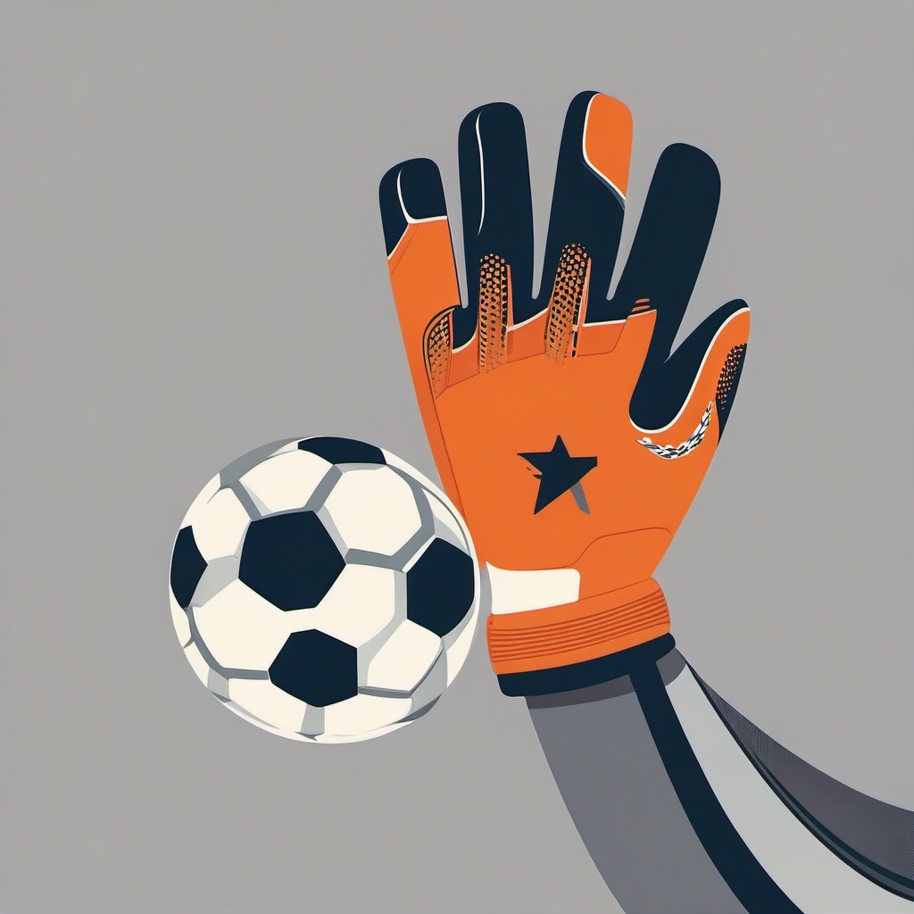 Goalkeeper Gloves and Soccer Ball Clipart - Goalkeeper gloves and a soccer ball in a match.  color vector clipart, minimal style