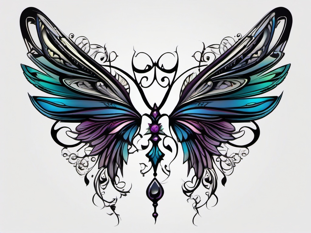 gothic fairy wing tattoo  simple vector color tattoo