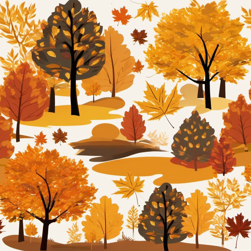 Fall Leaves clipart - autumn landscape with golden trees  