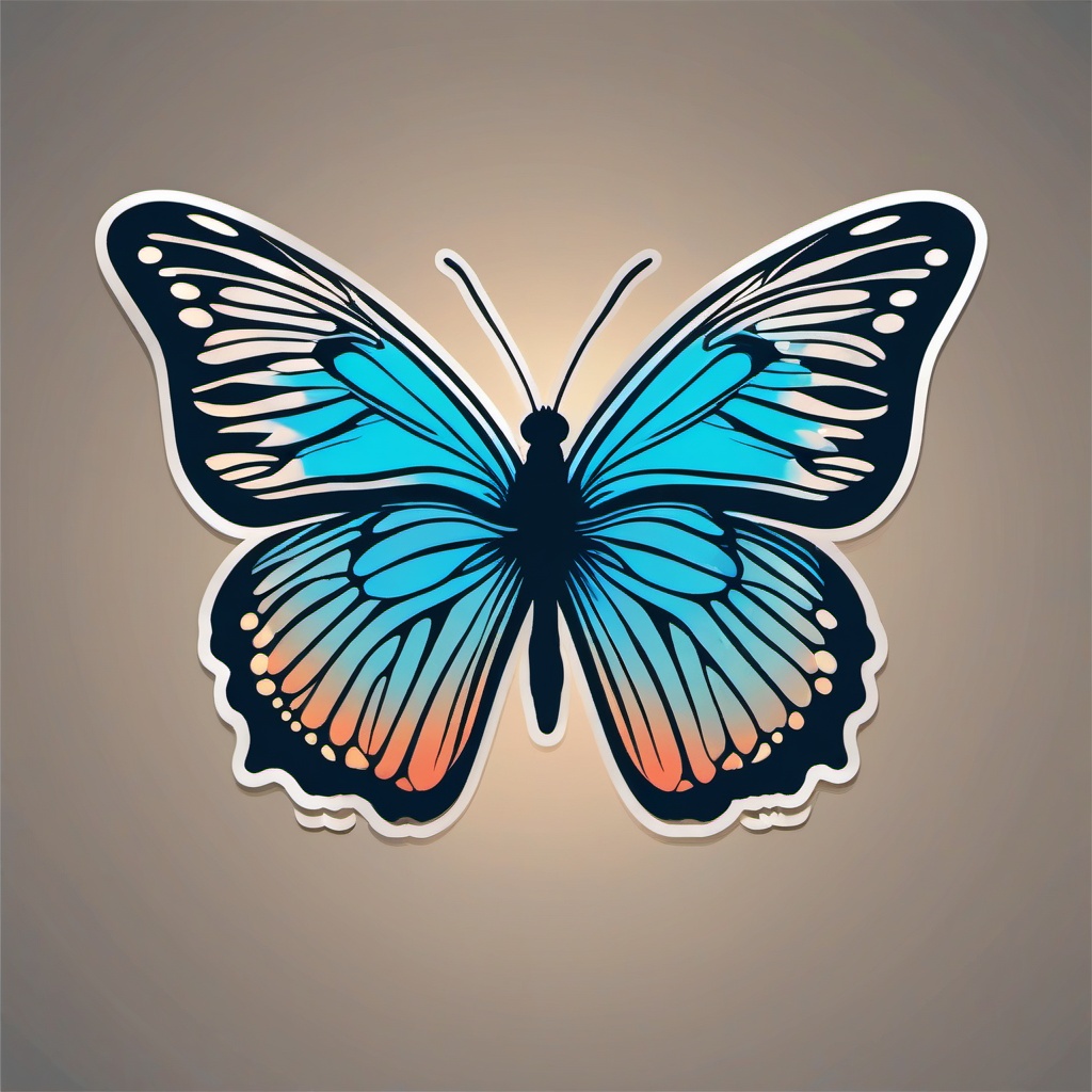 Butterfly with Trail Sticker - Butterfly with a graceful trail, ,vector color sticker art,minimal