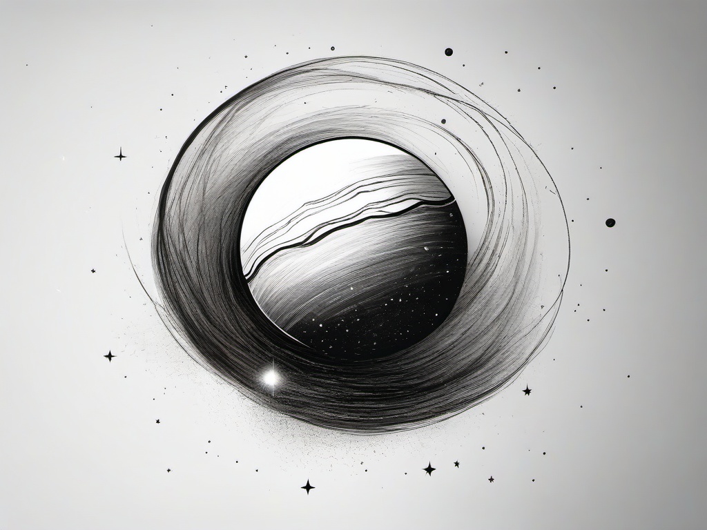 drawing of a star with a planet  minimal rough sketch scribbles,doodles,black and white