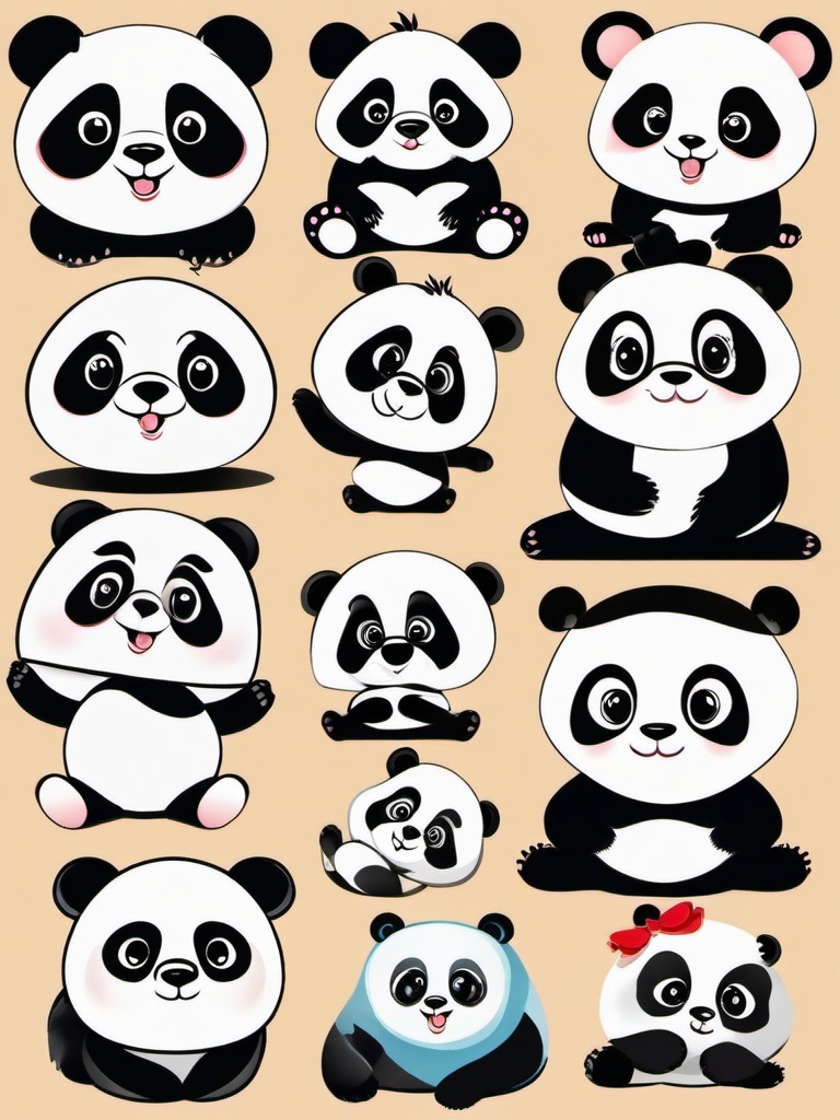 Panda clipart - panda family together  clipart