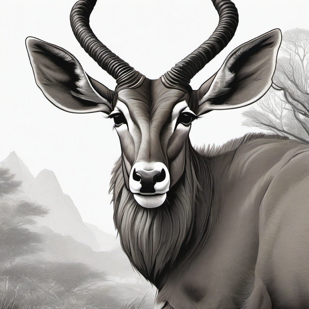 Kudu cartoon - large, spiral-horned antelope from Africa  