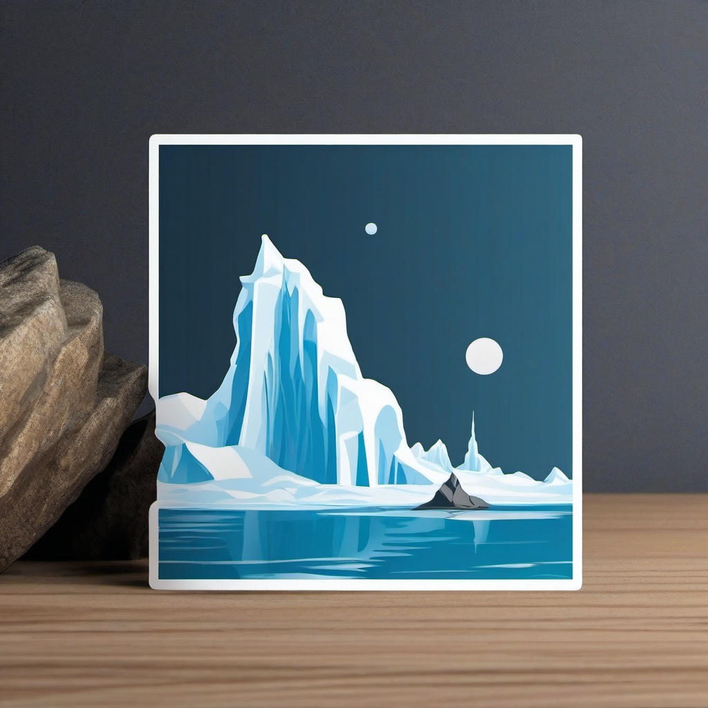 Antarctica Iceberg sticker- Massive floating ice formations in Antarctica, , sticker vector art, minimalist design