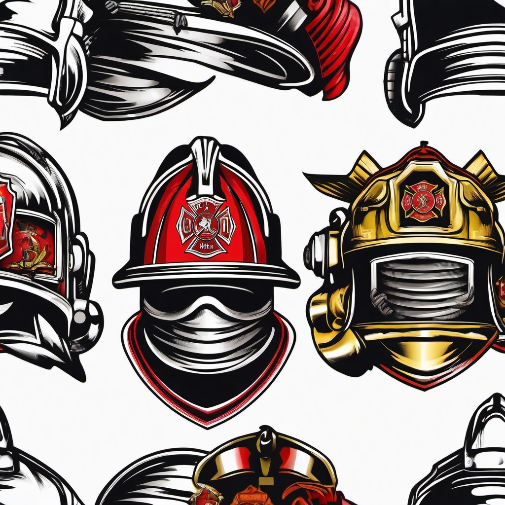 firefighter helmet shield tattoos  simple color tattoo,white background