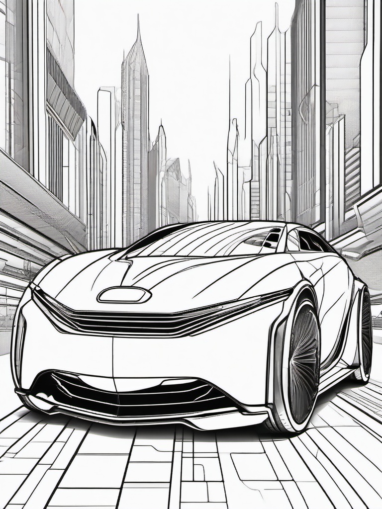 Futuristic Car Coloring Pages - Imaginative Design of Future Vehicles  minimal black outline printable sheet, coloring page