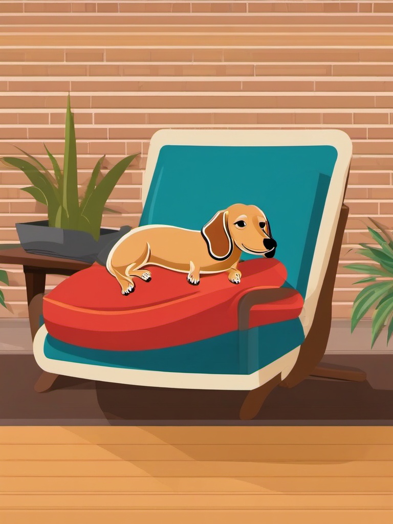 Weiner dog taking a nap clipart  simple, 2d flat