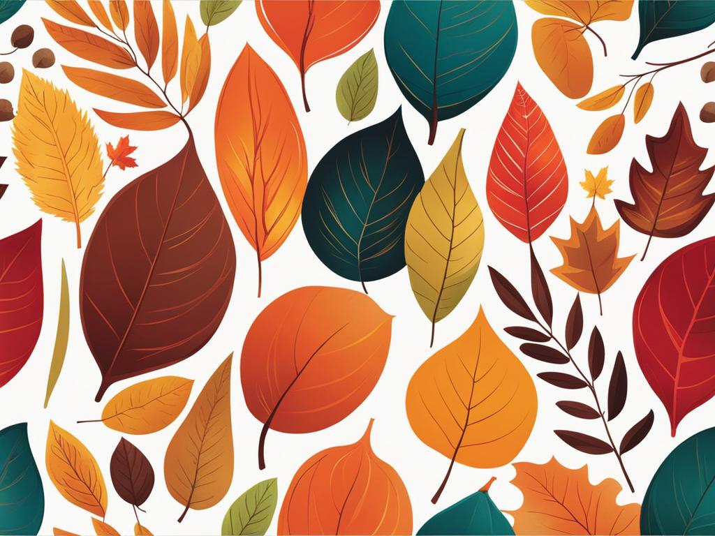 fall clipart,painting leaves in vibrant autumn hues 