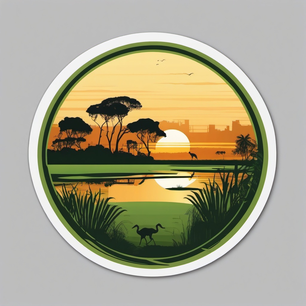 Pantanal Wetlands sticker- World's largest tropical wetland area in Brazil, , sticker vector art, minimalist design