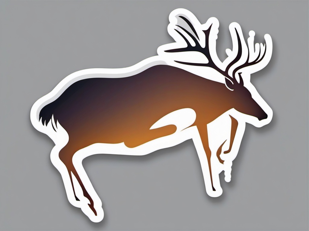 Deer Sticker - A graceful deer with antlers, ,vector color sticker art,minimal
