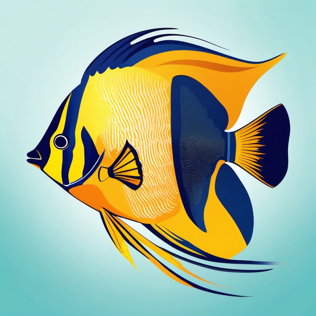 Angelfish Clip Art - A beautiful angelfish in tropical waters,  color vector clipart, minimal style