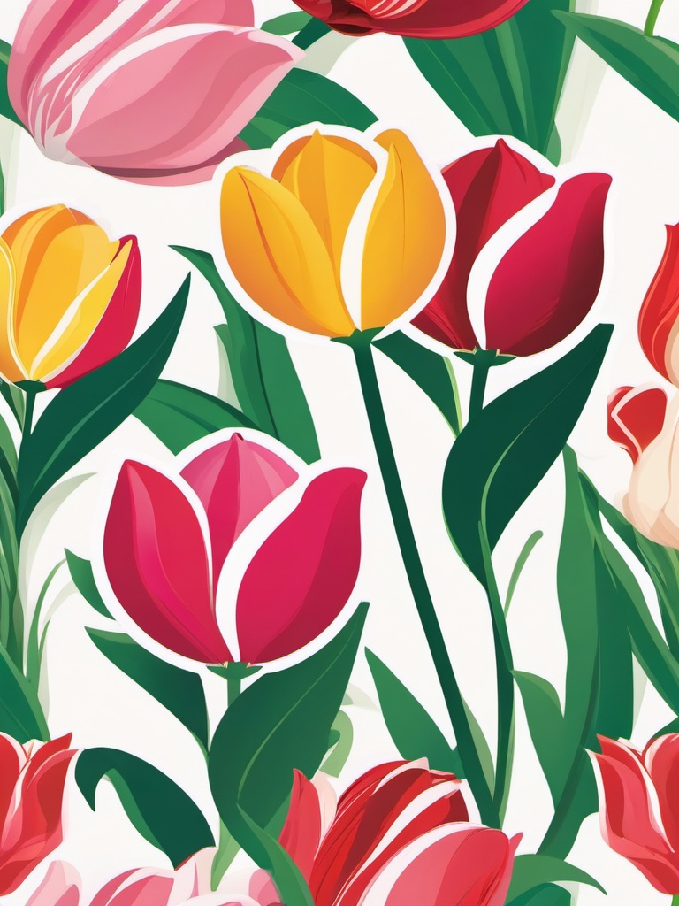 Tulip Sticker - Embrace the arrival of spring with the vibrant and elegant tulip sticker, , sticker vector art, minimalist design