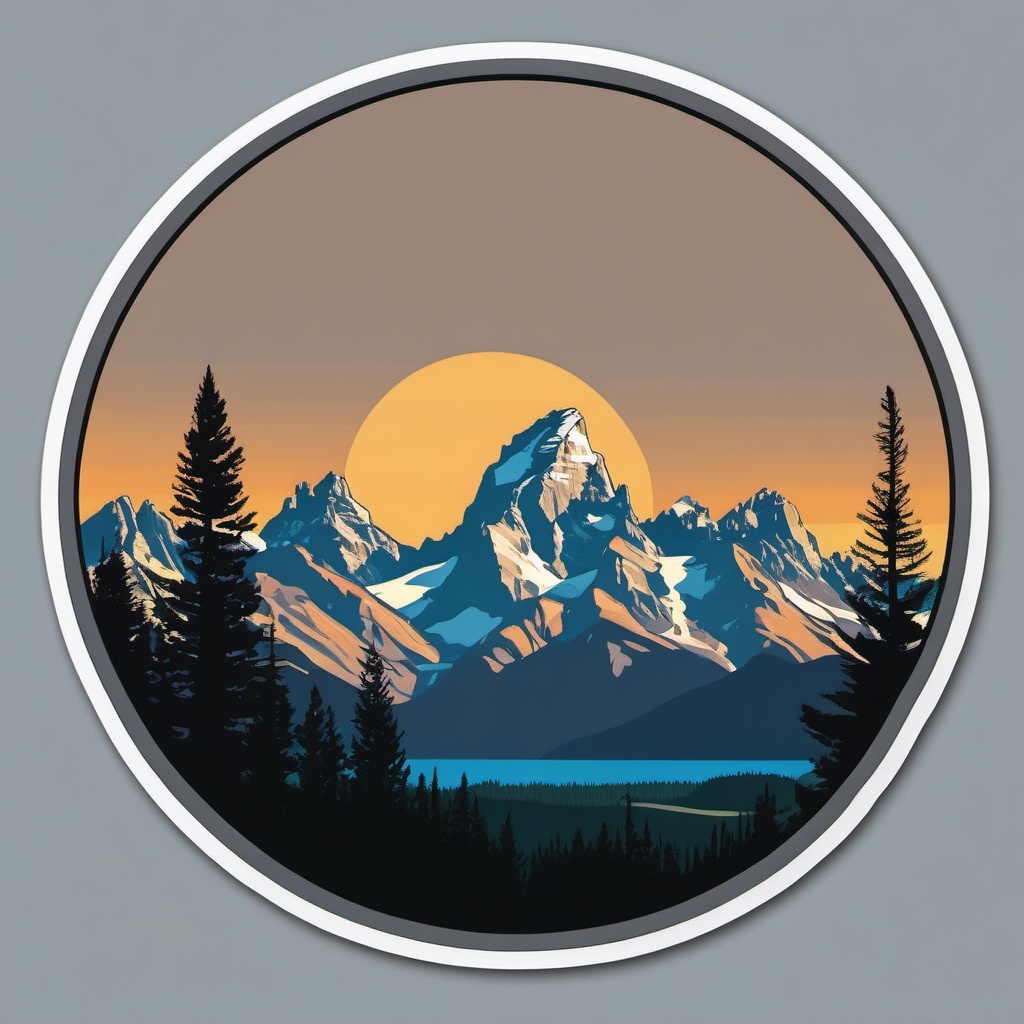 Grand Tetons sticker- Majestic mountain range in Wyoming, , sticker vector art, minimalist design