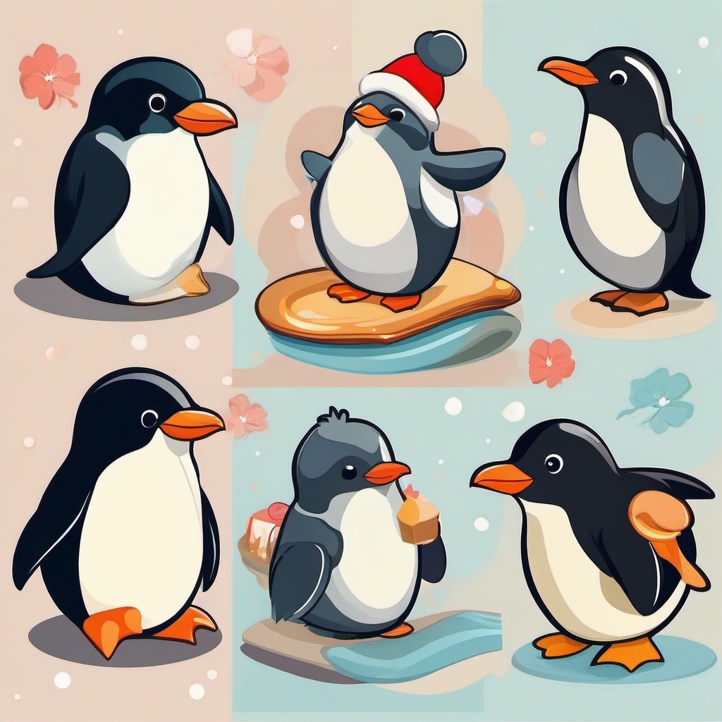 Cute penguin - Melt your heart with endearing images of cute penguins in various charming settings.  color vector clipart