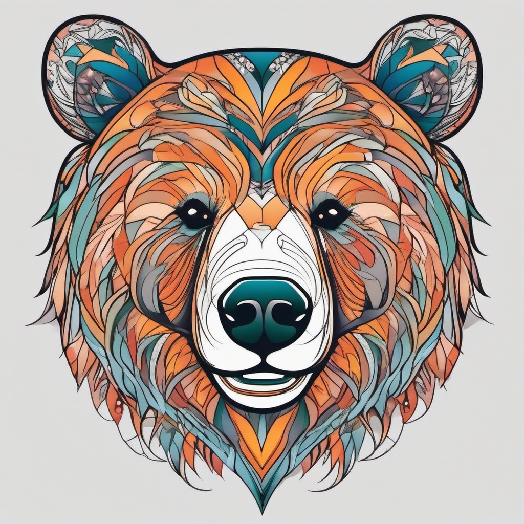 fine line bear tattoo  simple vector color tattoo