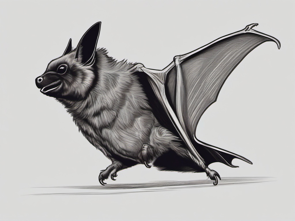 drawing of a big brown bat  minimal rough sketch scribbles,doodles,black and white