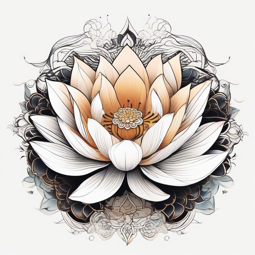 lotus tattoo japanese style  simple color tattoo,white background,minimal