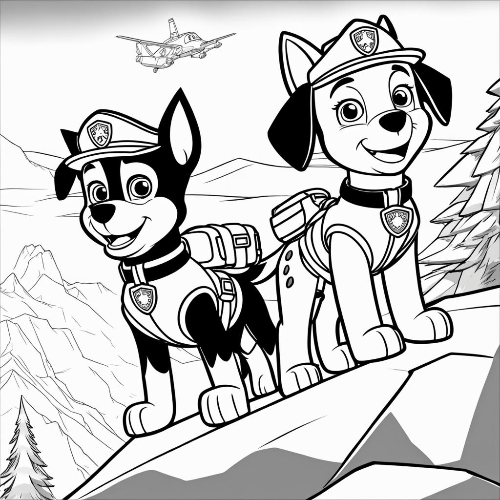 paw patrol coloring pages - skye and everest go on a daring mountain rescue mission. 