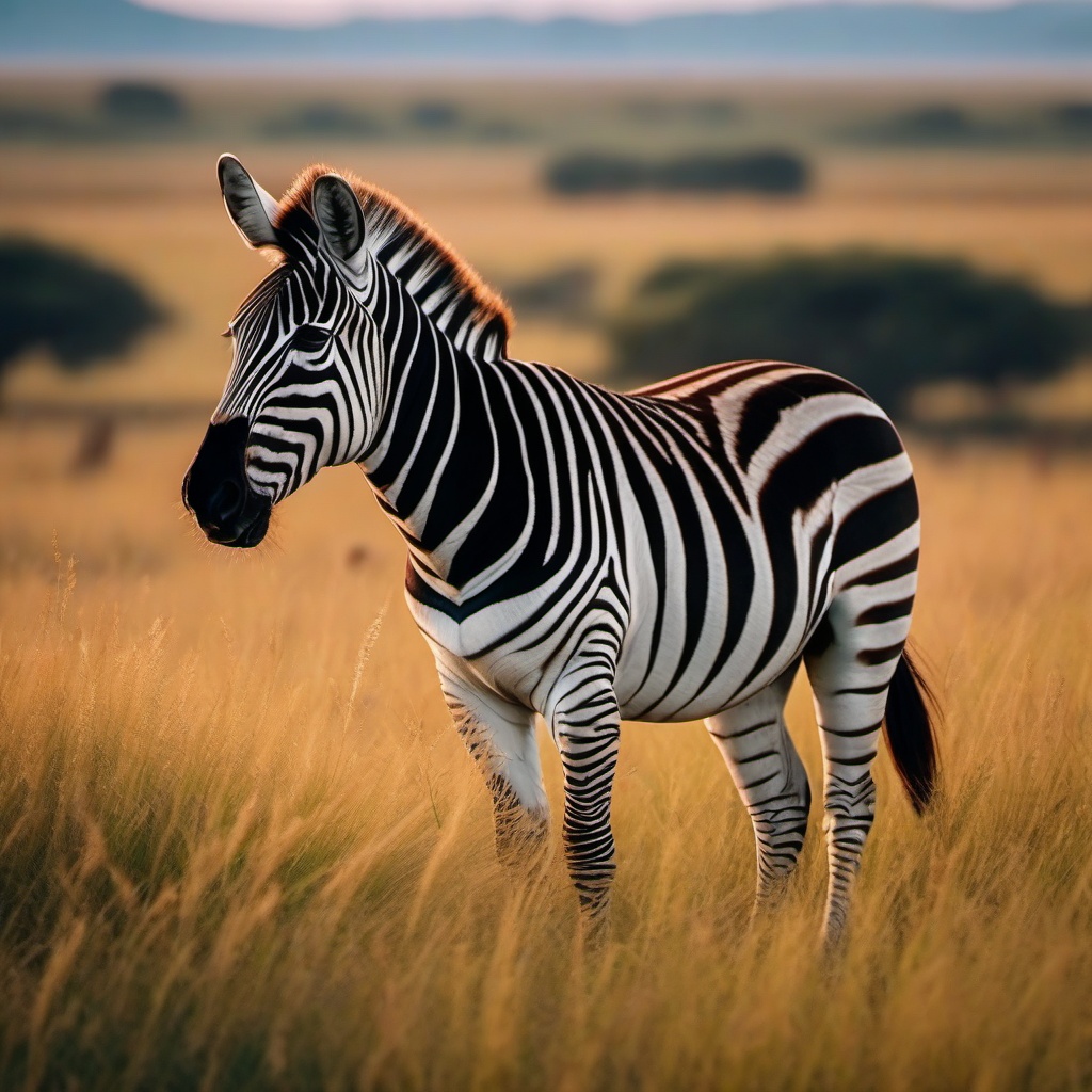 Cute Zebra Grazing in the African Grasslands 8k, cinematic, vivid colors