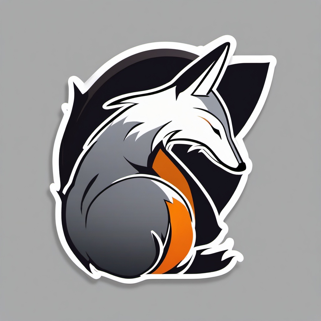 Gray Fox Sticker - A stealthy gray fox with a bushy tail, ,vector color sticker art,minimal