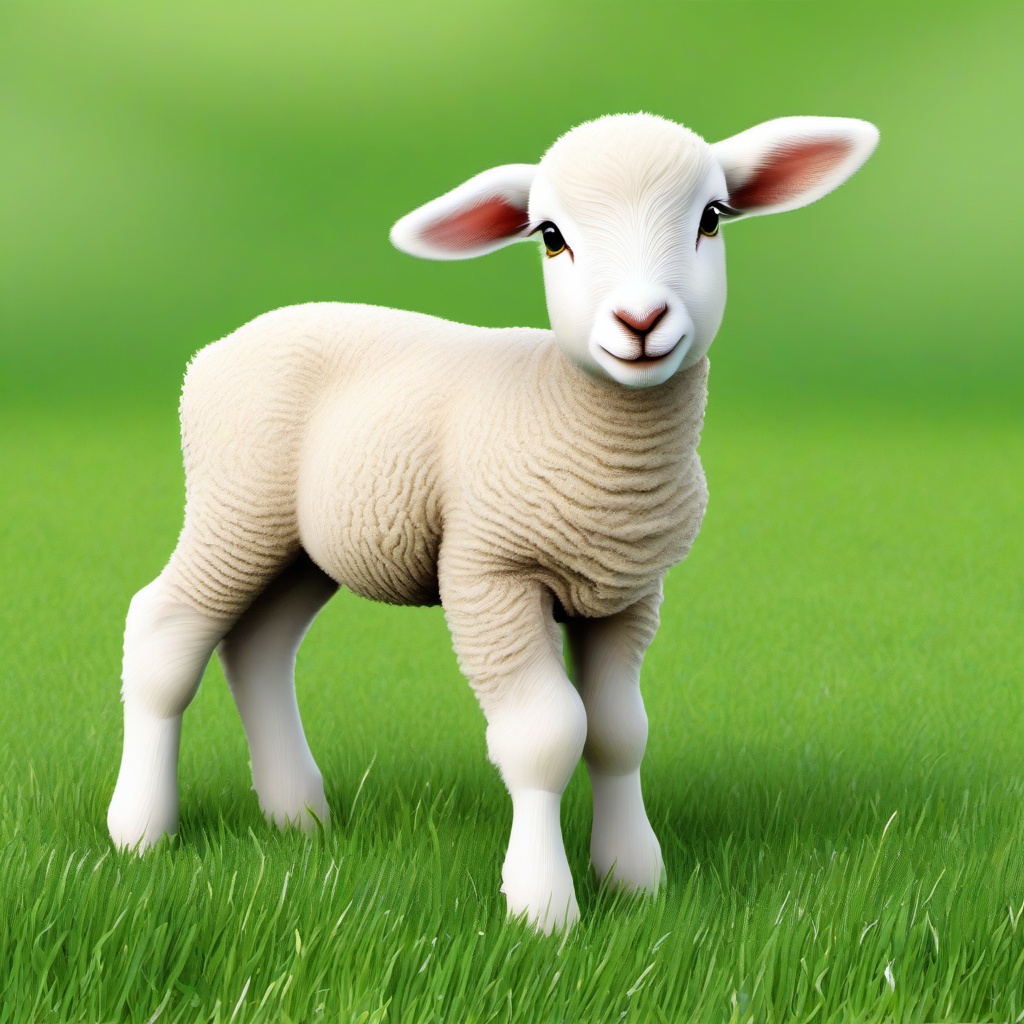 Lamb clipart - adorable lamb grazing in a green pasture  