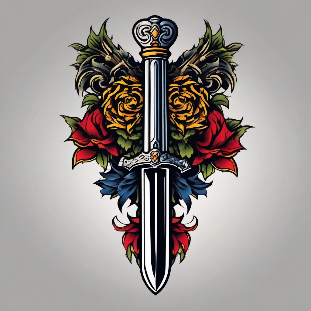 double edged sword tattoo  simple vector color tattoo