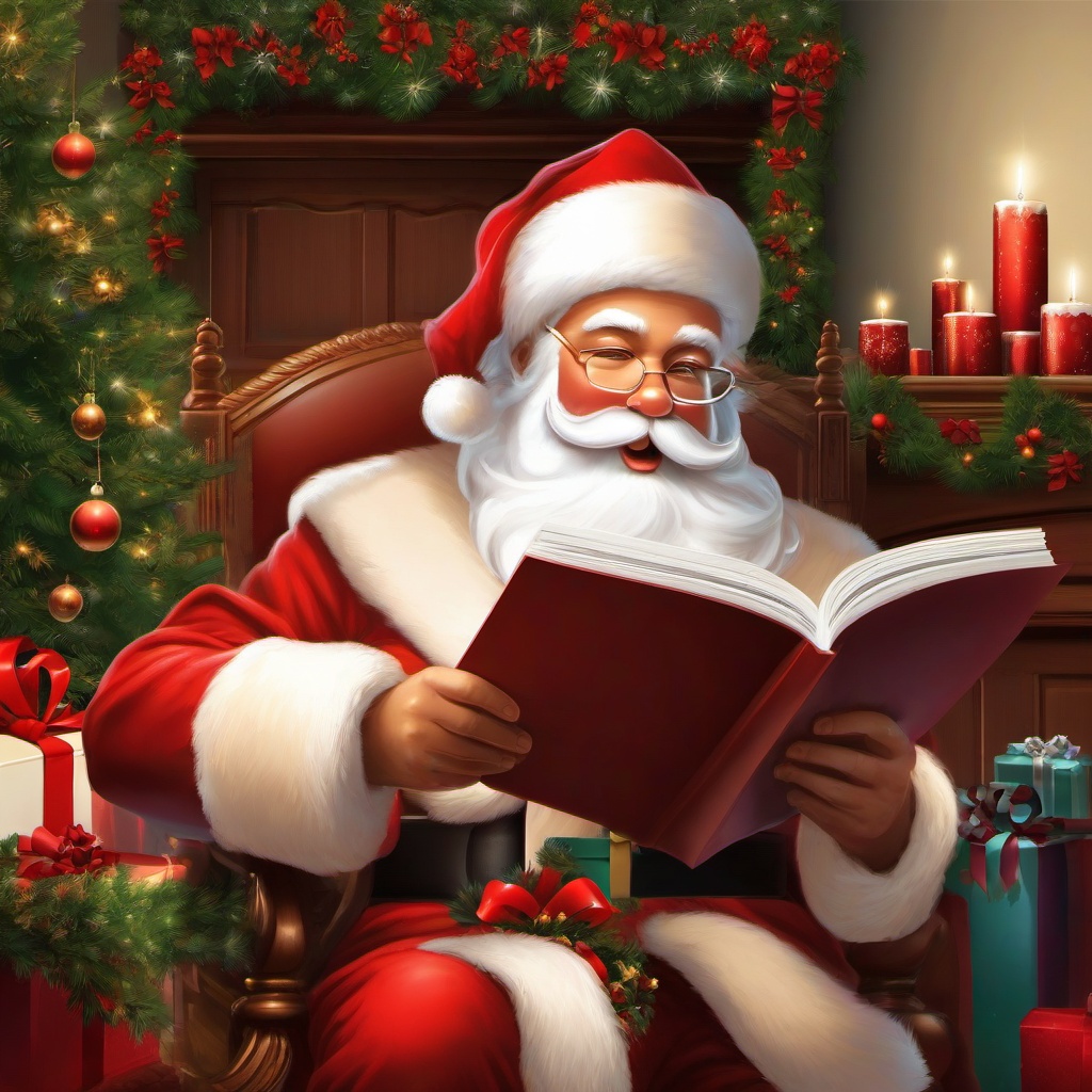 Santa clipart - Santa reading a list of names  