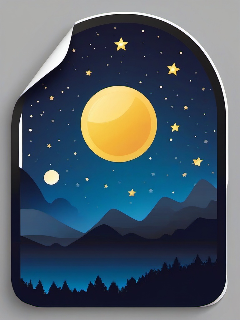 Star Sticker - Shining star in the night sky, ,vector color sticker art,minimal