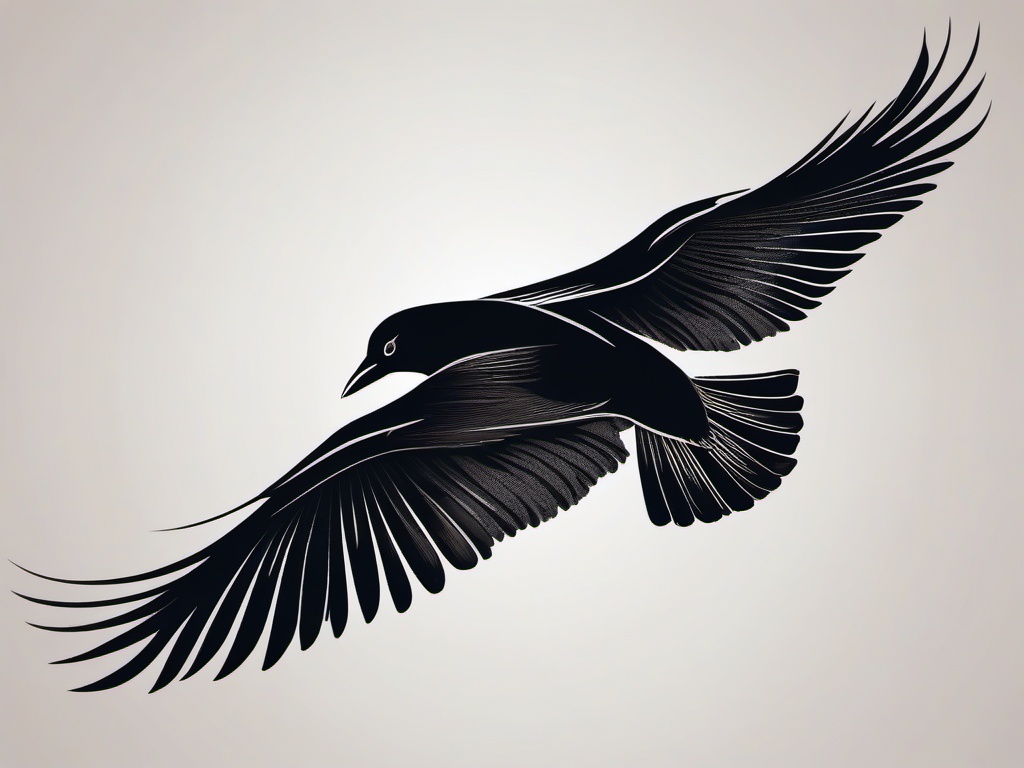 Raven and Dove Tattoo-Intriguing and symbolic tattoo featuring both a raven and a dove, capturing themes of duality and balance.  simple color vector tattoo