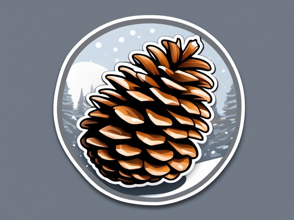 Snowy pinecone sticker- Winter nature, , sticker vector art, minimalist design