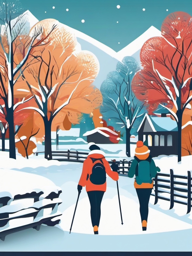 Winter Travel clipart - Traveling through snowy landscapes, ,vector color clipart,minimal