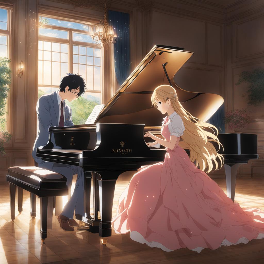 shigatsu wa kimi no uso creates breathtaking music with a piano. 