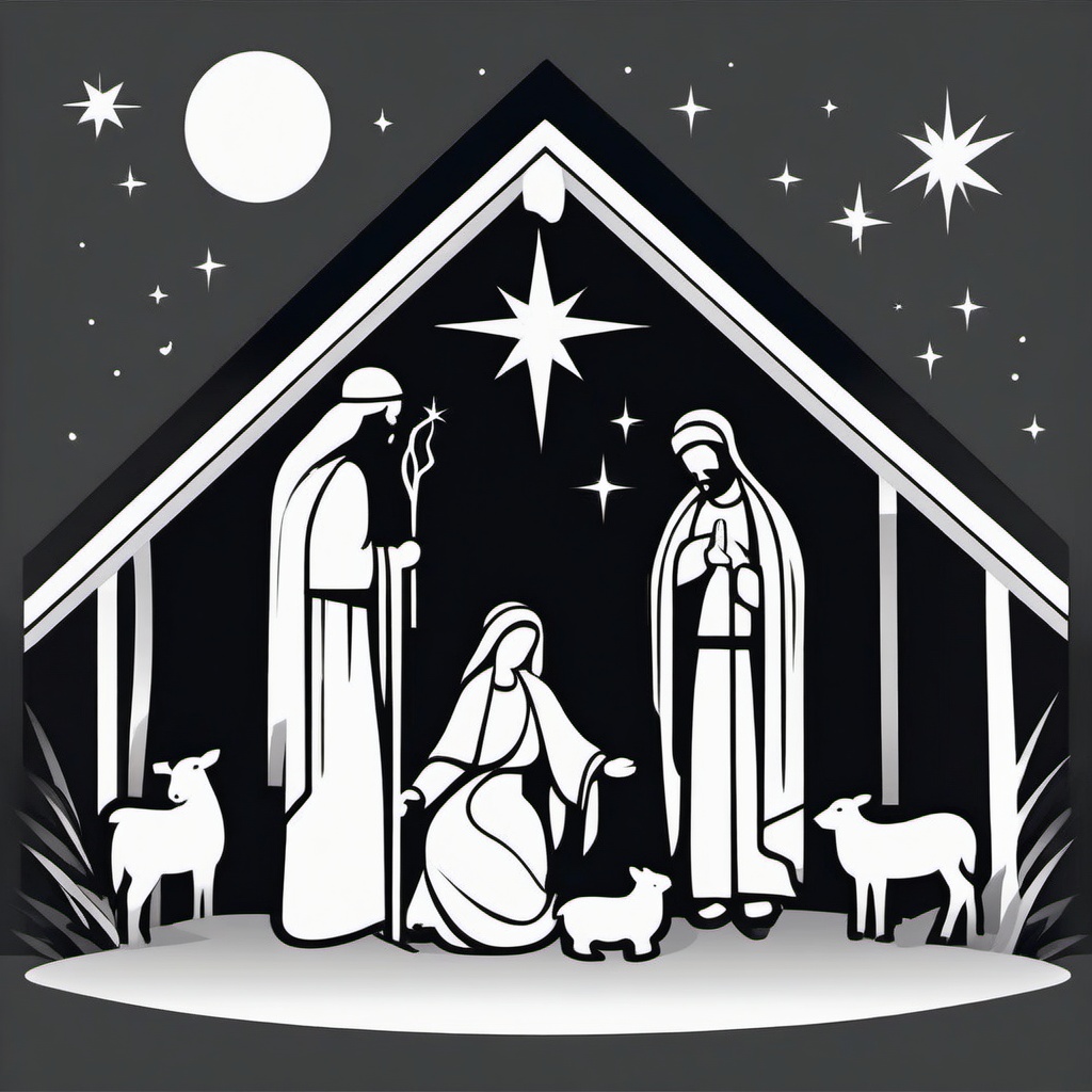 Clip art nativity scene, A serene nativity scene with the Holy Family.  simple, 2d flat