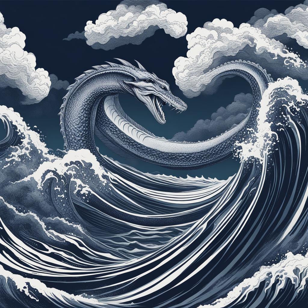 sea serpent clipart - a colossal sea serpent rising from the depths. 