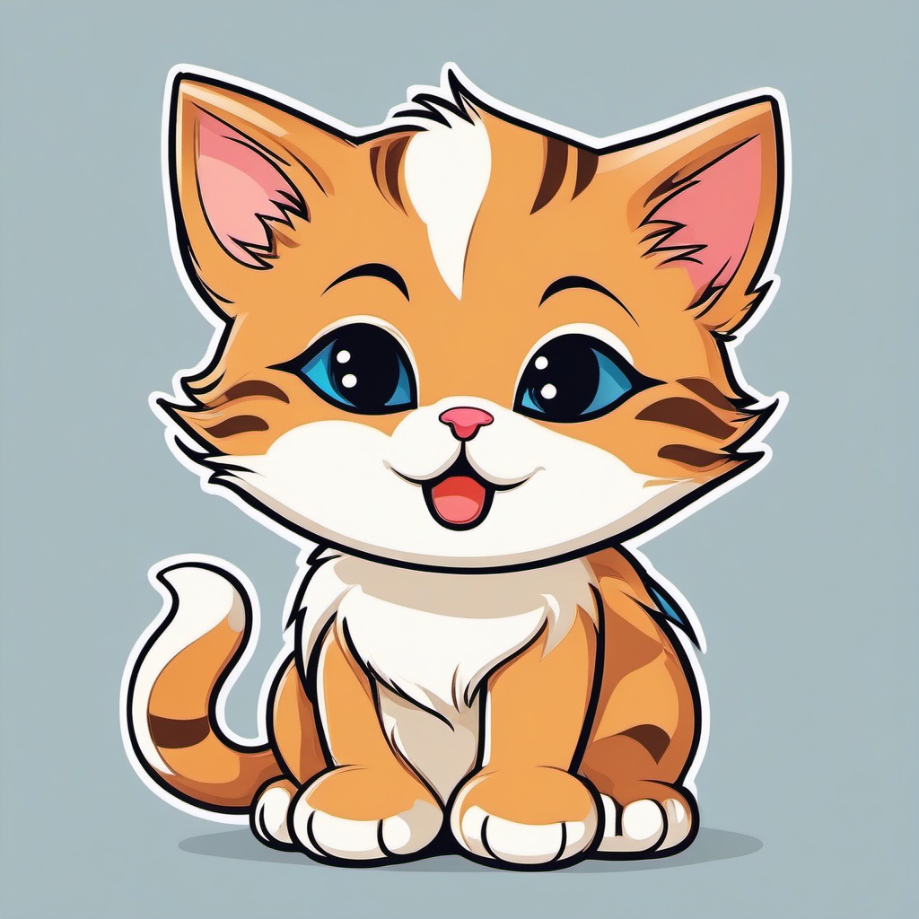 Kitten clipart, A playful kitten in an adorable pose.  simple, 2d flat