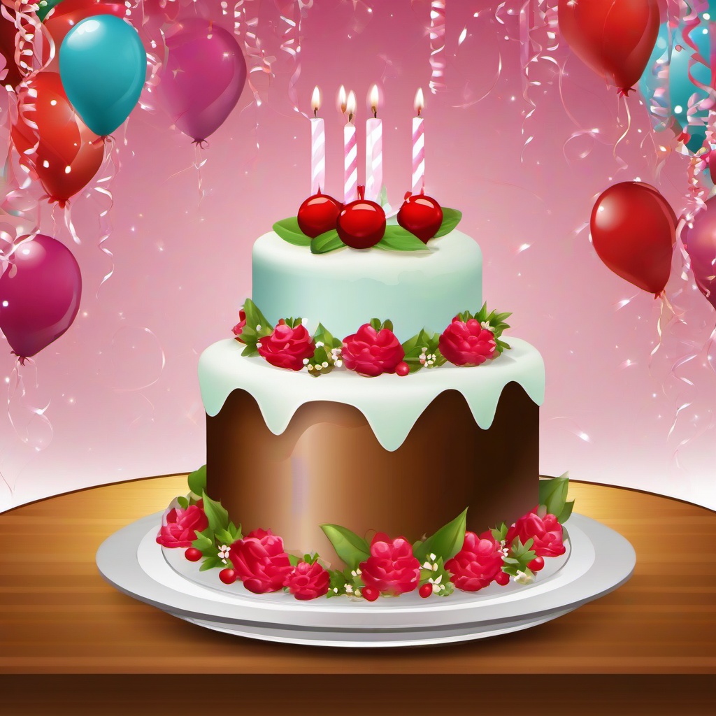 Cake clipart - cake on a decorated table for a celebration  