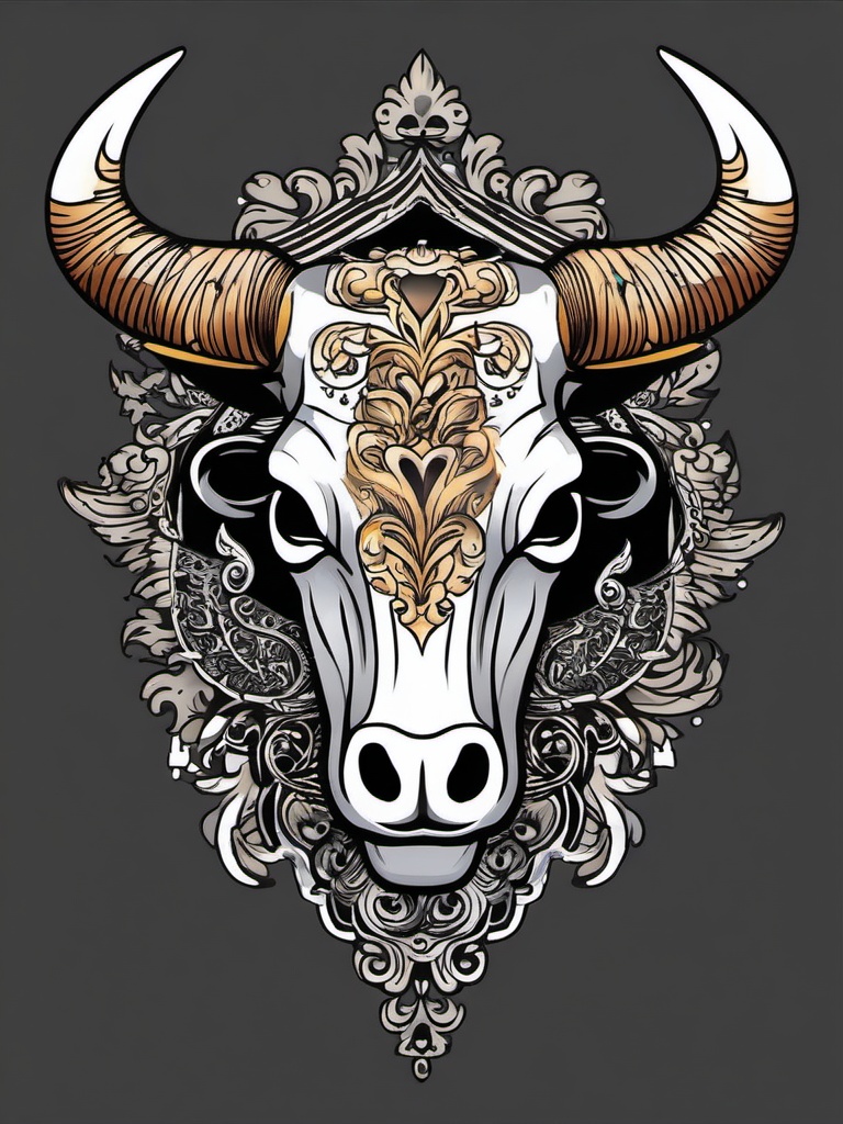 cow skeleton tattoo  simple vector color tattoo