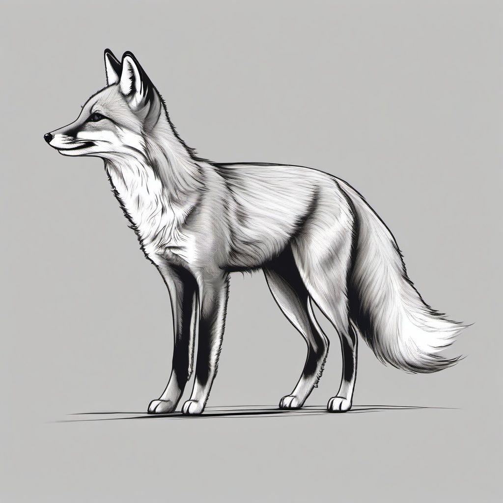 drawing of a swift fox  minimal rough sketch scribbles,doodles,black and white