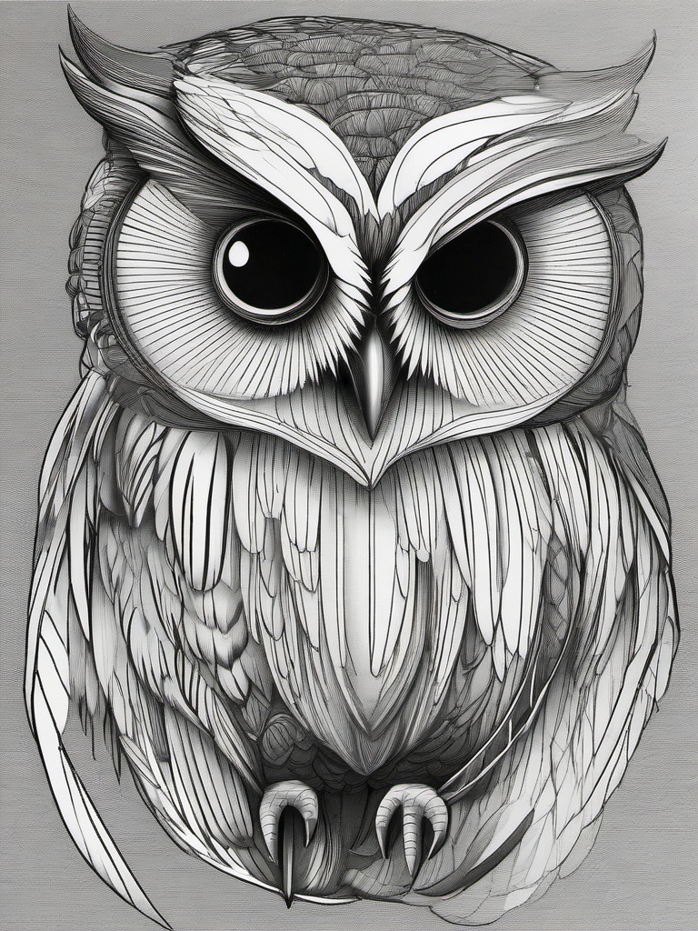 pencil drawings of owls  minimal rough sketch scribbles,doodles,black and white