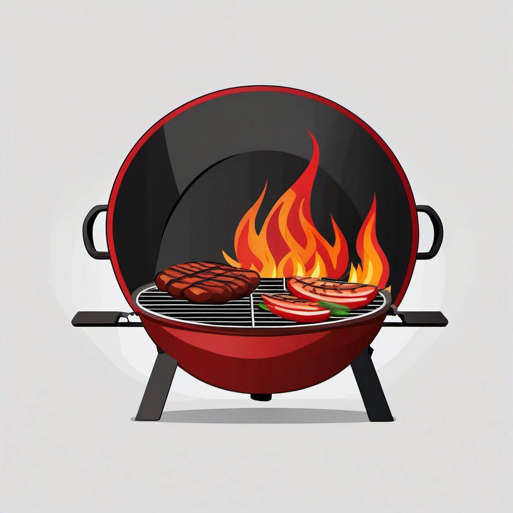 BBQ with hot coals underneath clipart.  vector style illustration, white background