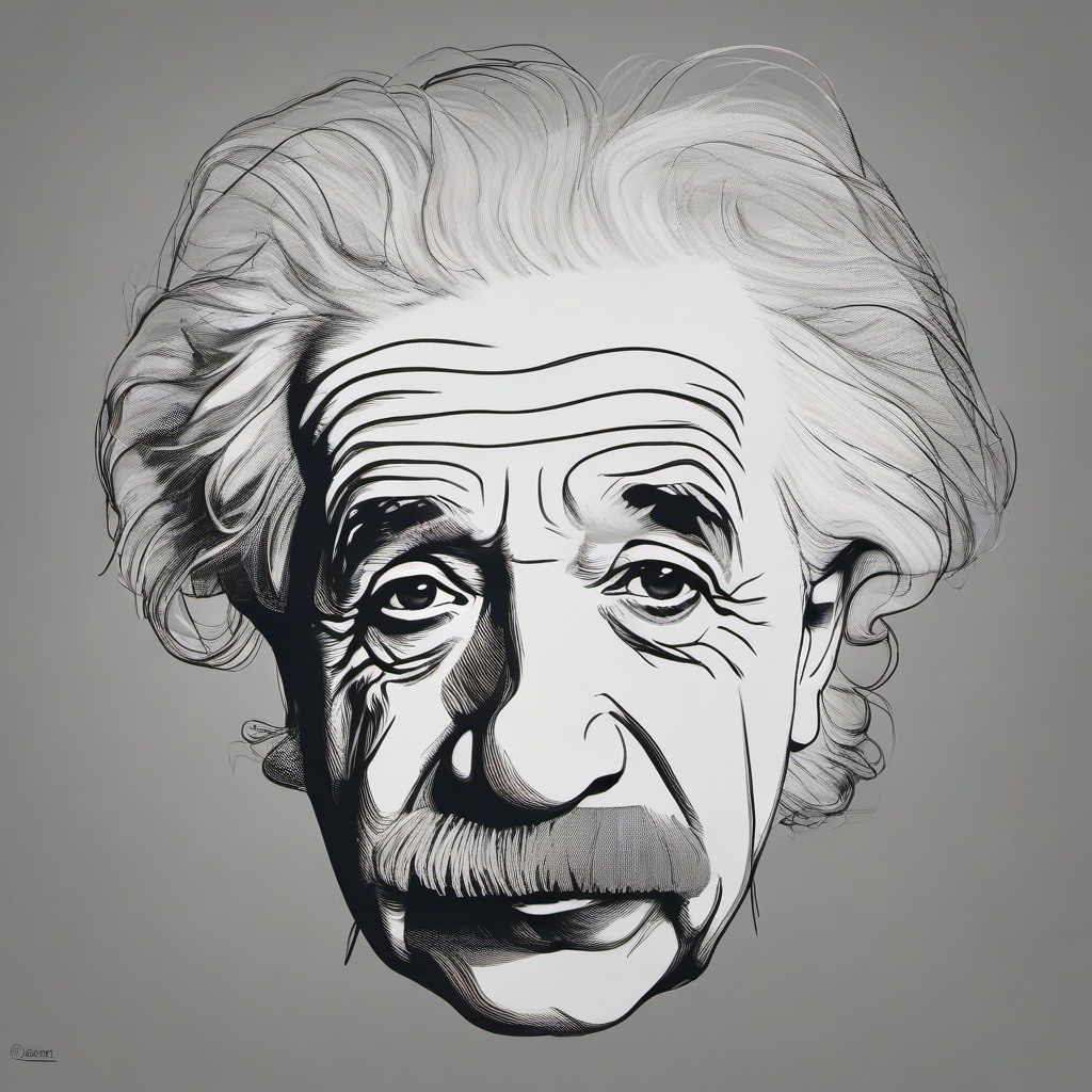 sketch of albert einstein  minimal rough sketch scribbles,doodles,black and white