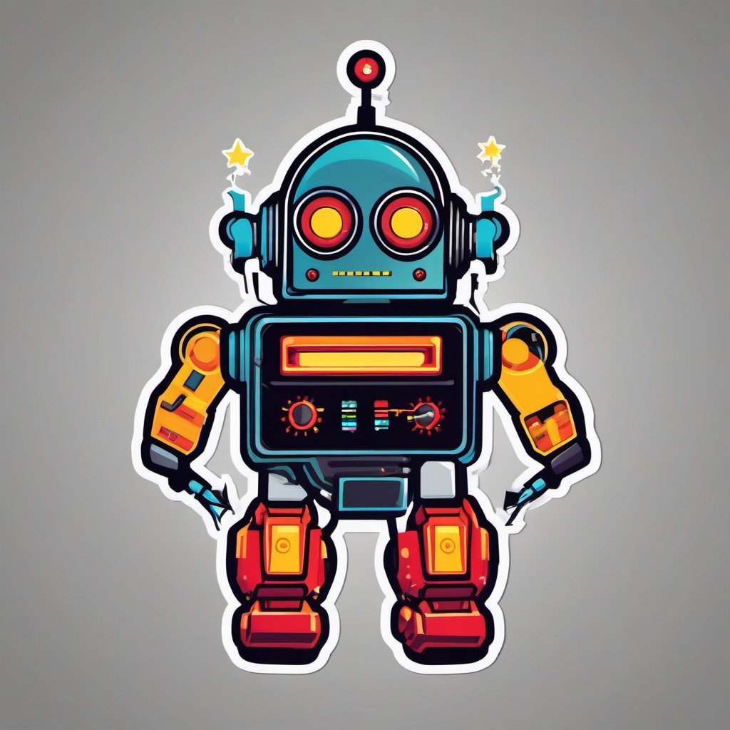 Rockstar Robot sticker- Electric Boogie Circuits, , sticker vector art, minimalist design