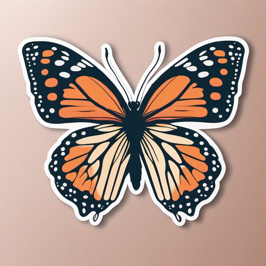 Butterfly Sticker - Delicate butterfly illustration, ,vector color sticker art,minimal