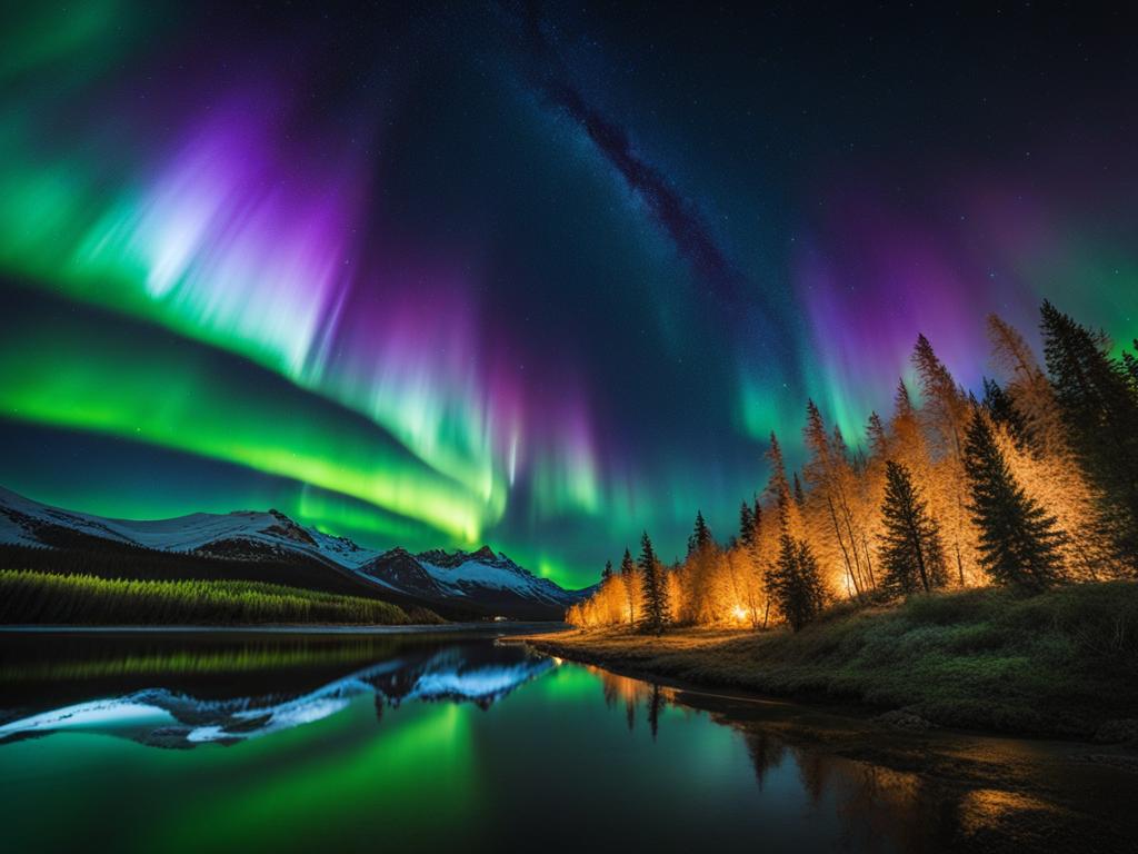 the ethereal dance of the auroras, painting the night sky with colors that tell tales of ancient celestial civilizations. 