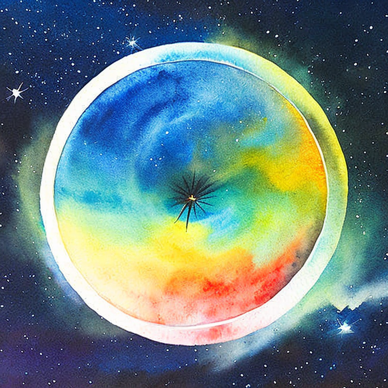 Infinite space and time draw in watercolor style