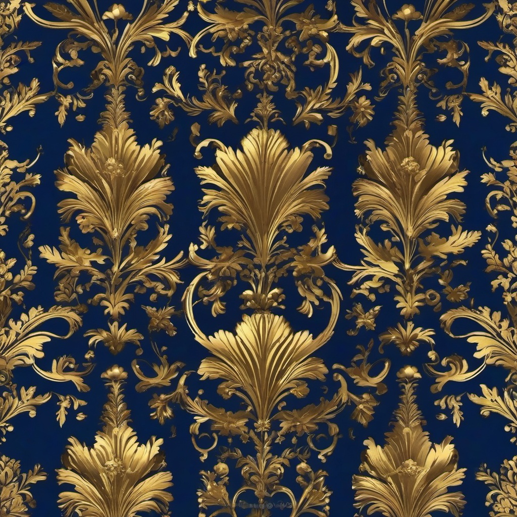 blue wallpaper with gold  